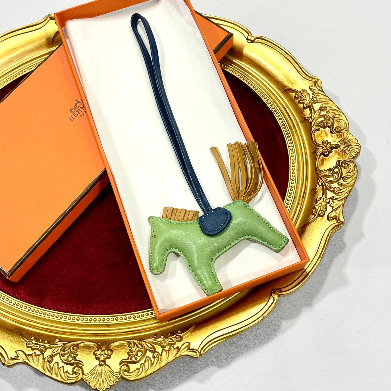 99%NEW二手HERMES RODEO PM SWIFT,馬仔,綠/藍/棕, 愛馬士手袋吊飾 #香榭站正品