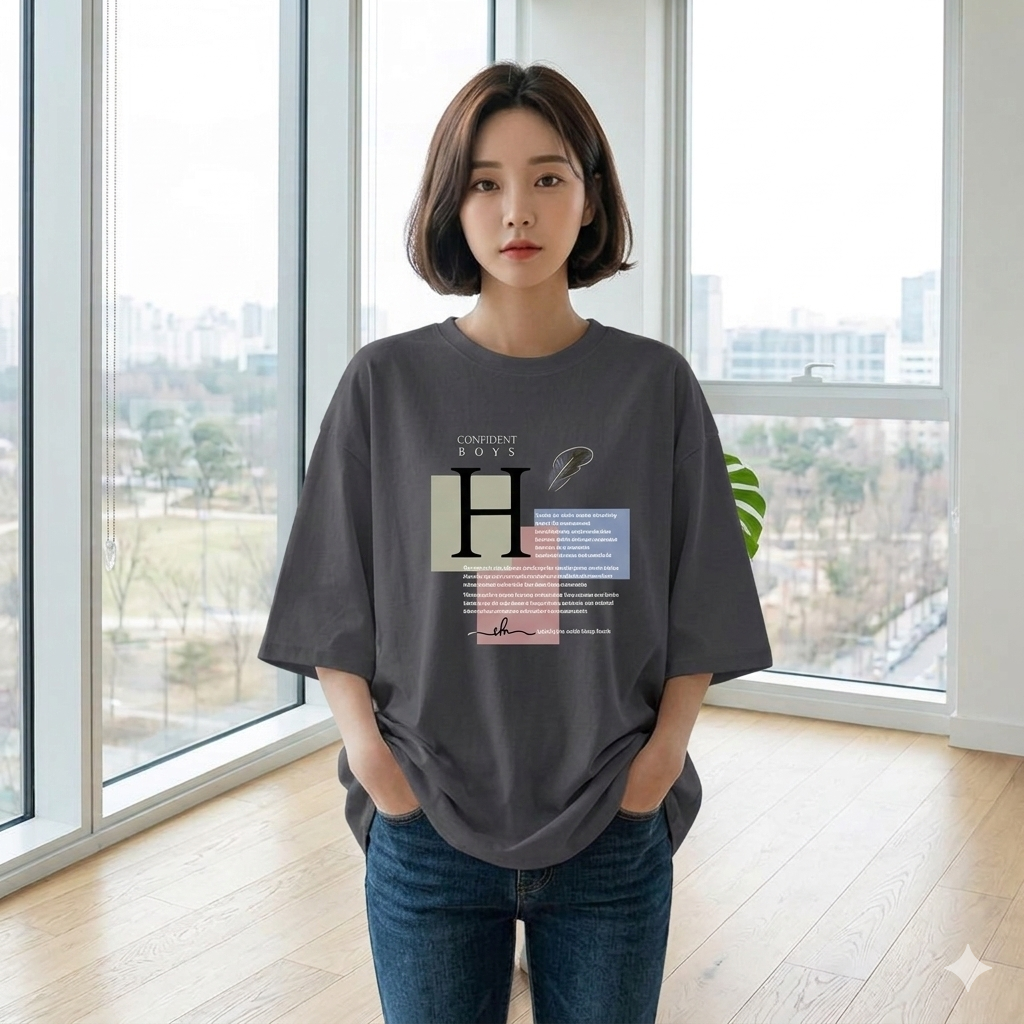 【ASister 小姊姊】70044#純棉上衣☆*H字母*中長版短袖T恤(4色 S-3XL)