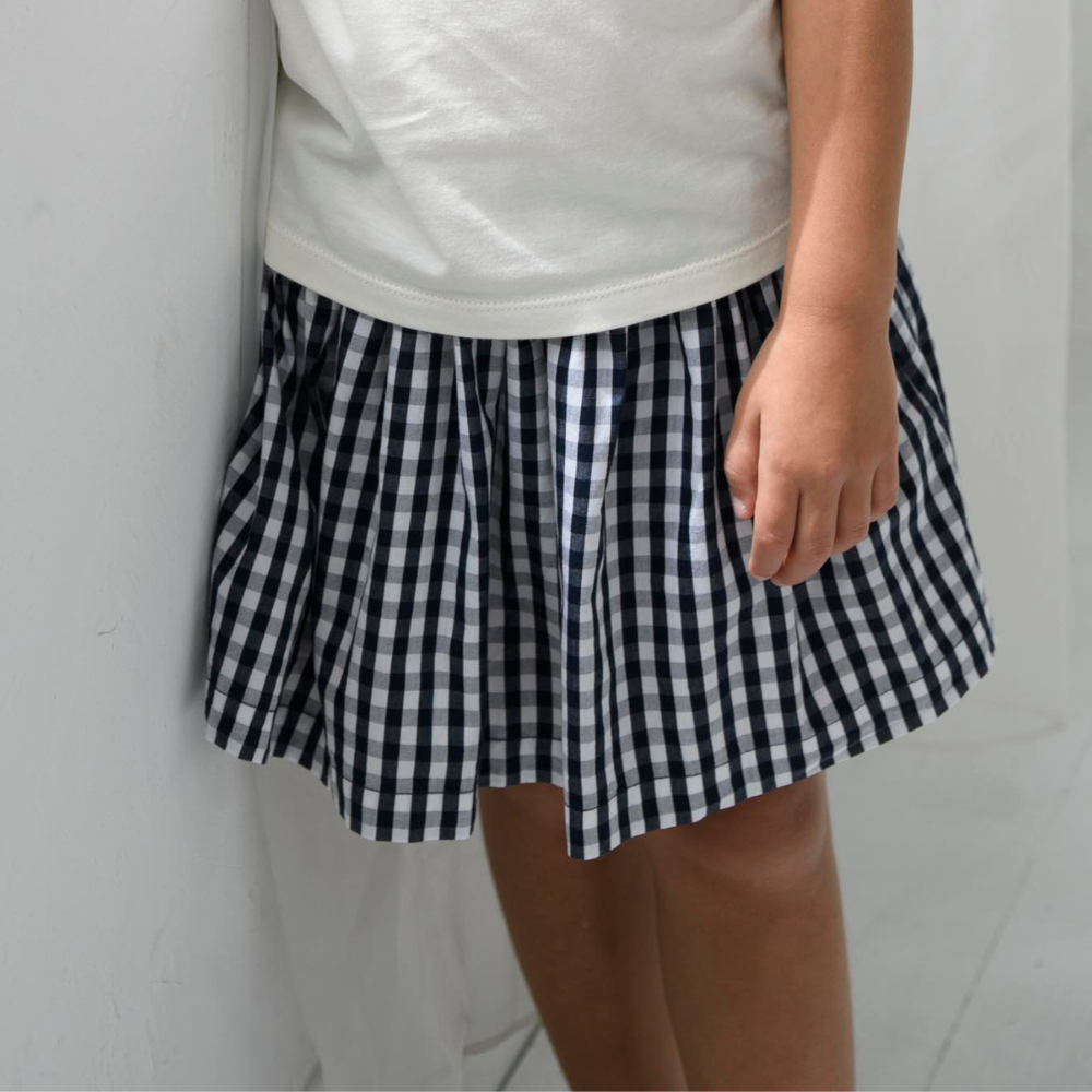 PIPPY 夏日清爽格紋舒適褲裙  藍