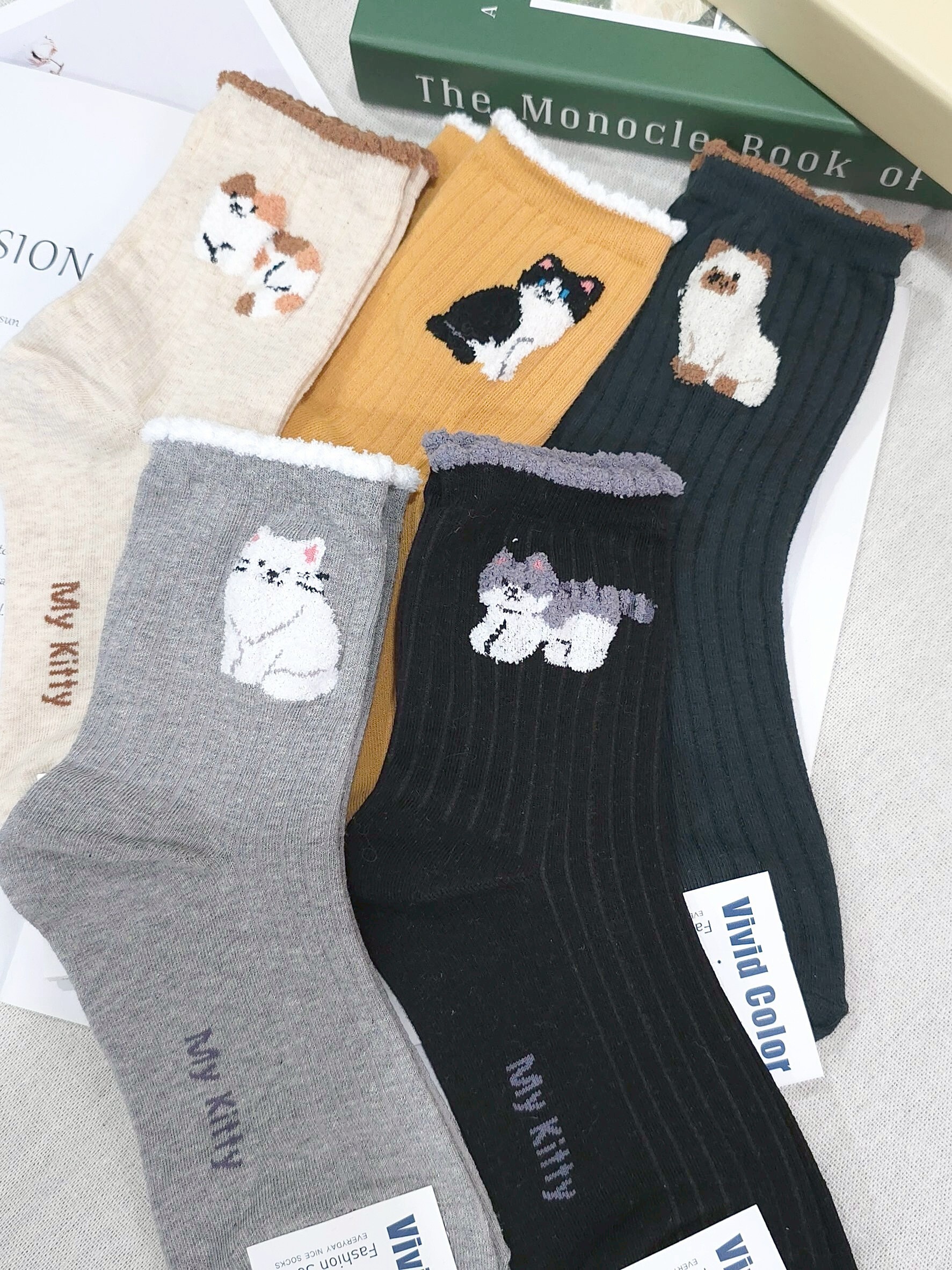 🇰🇷正韓 🐈撞色小貓咪長襪 5𝐜𝐨𝐥𝐨𝐫. #S11
