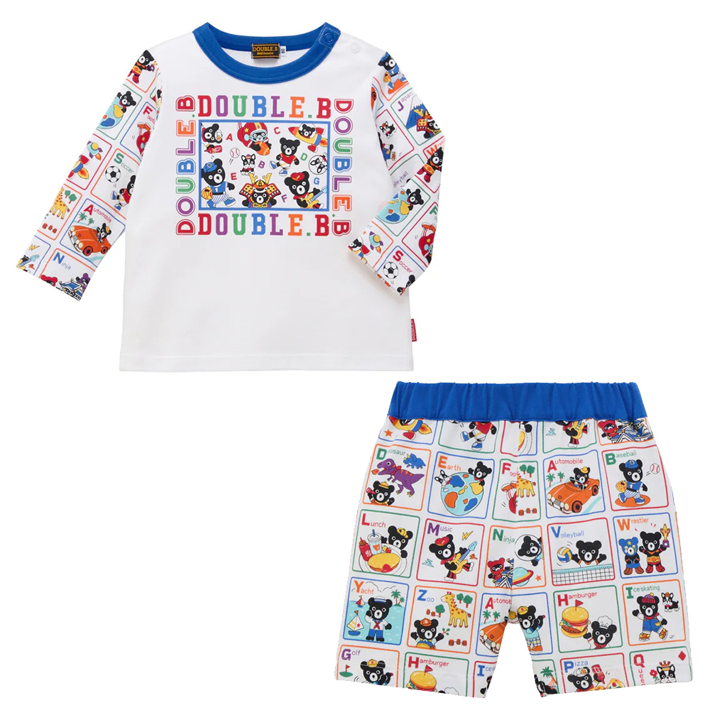 DOUBLE_B 字母印花長袖T恤+五分休閒褲-組合