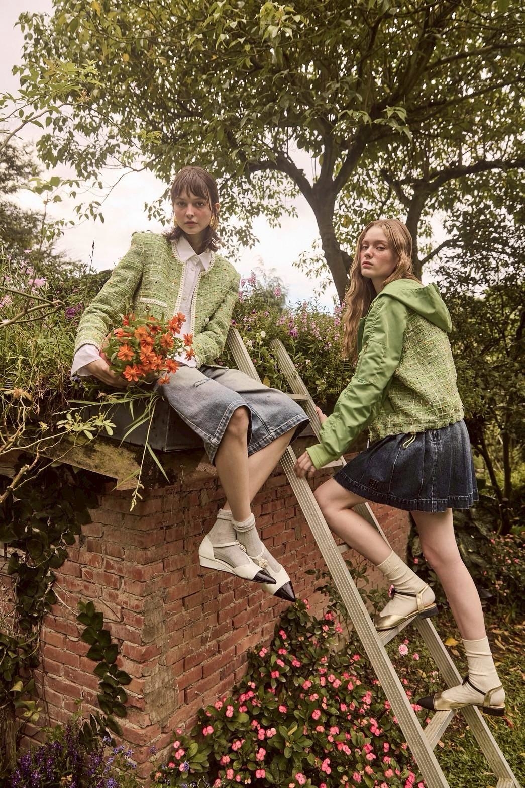 BF10028D1 綠境運動粗花呢編織拼接連帽外套