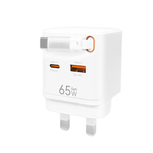 美國USATISFY  GaN Mini65W氮化鎵全快充【3口智控安規便攜】移動迷你伸縮線充電插頭【原裝行貨1年原廠保養】