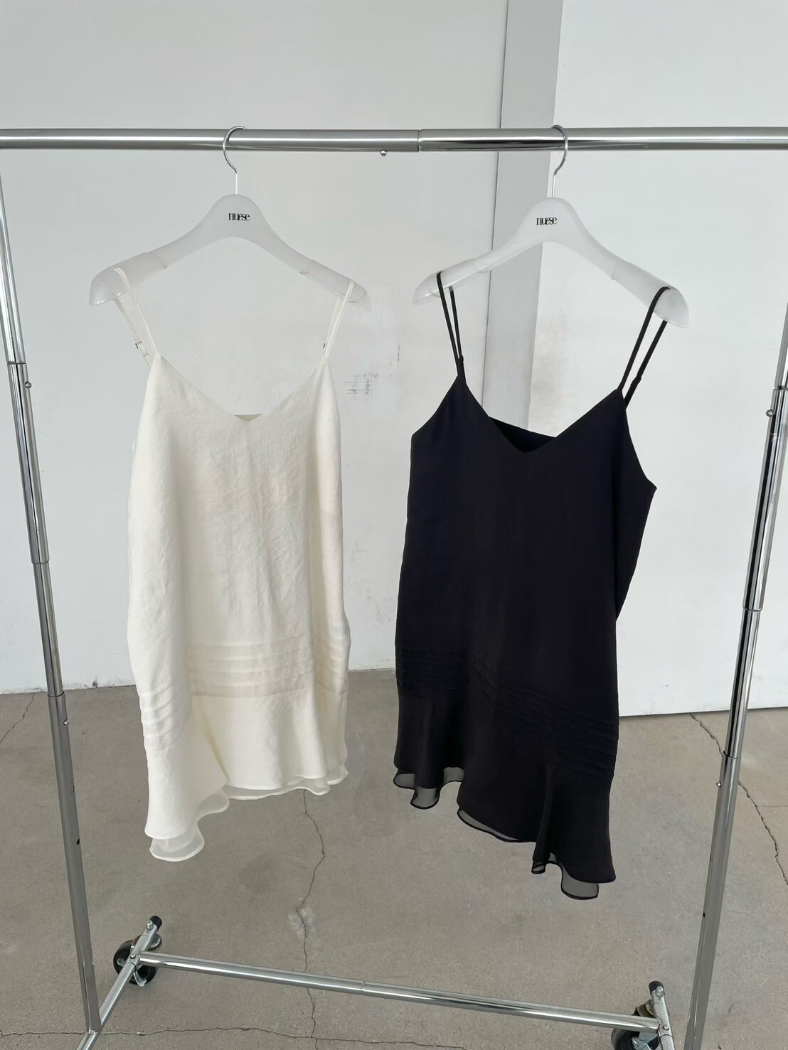 #AF102雙層雪紡洋裝(黑/白)