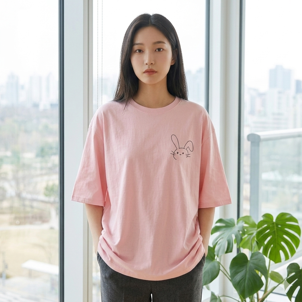 【ASister 小姊姊】70046#純棉上衣☆*可愛兔兔*中長版短袖T恤(4色 S-3XL)