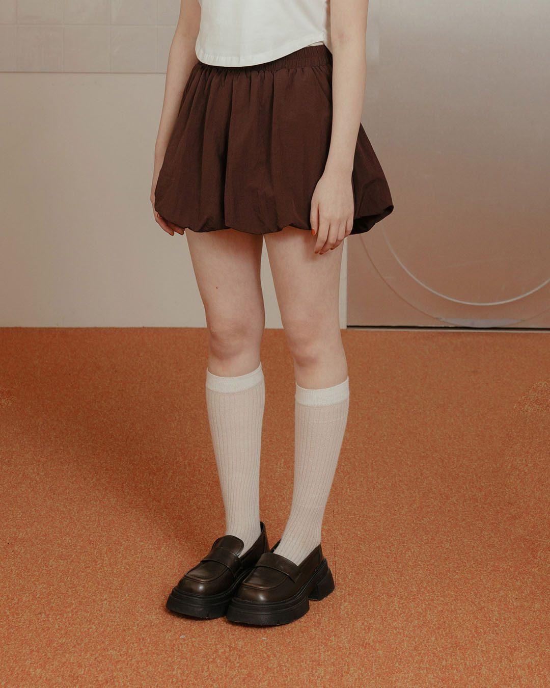 Plain-faced, puffy flower bud-shaped elastic shorts  S/M【04130329】in stock+pre-order