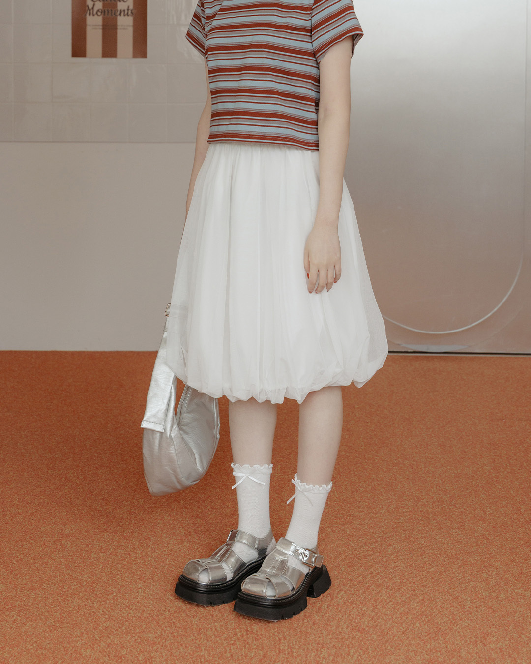 Double-layered mesh balloon skirt, available in three colors【03030265】in stock+pre-order