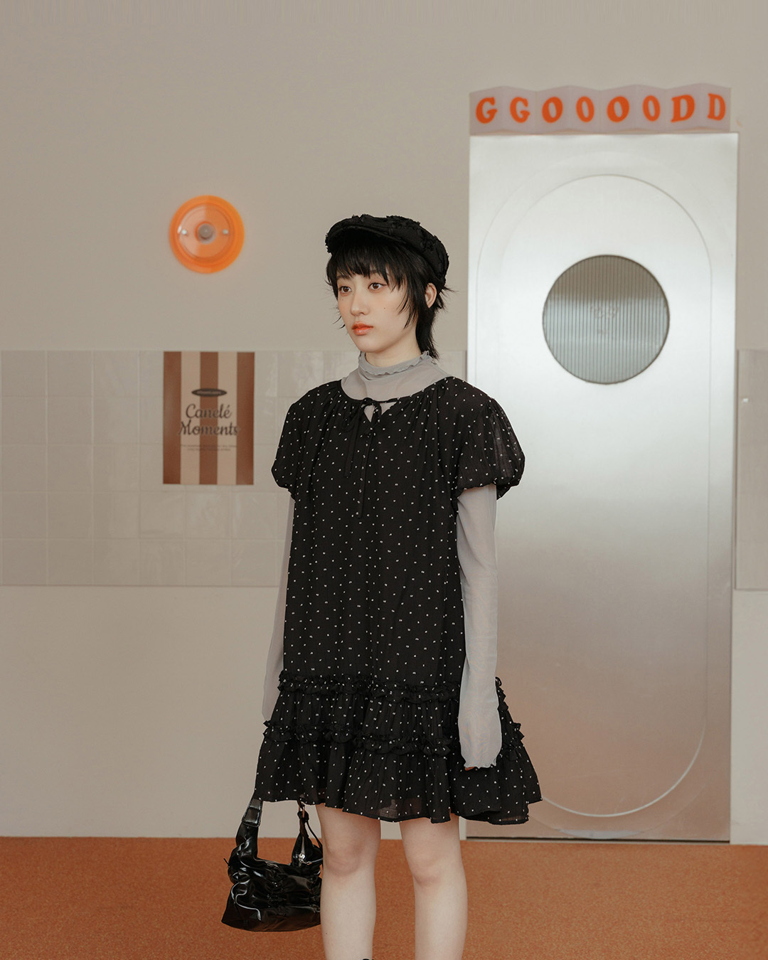 Three-dimensional polka dot lotus leaf cake dress, available in two colors【01087289】in stock+pre-order