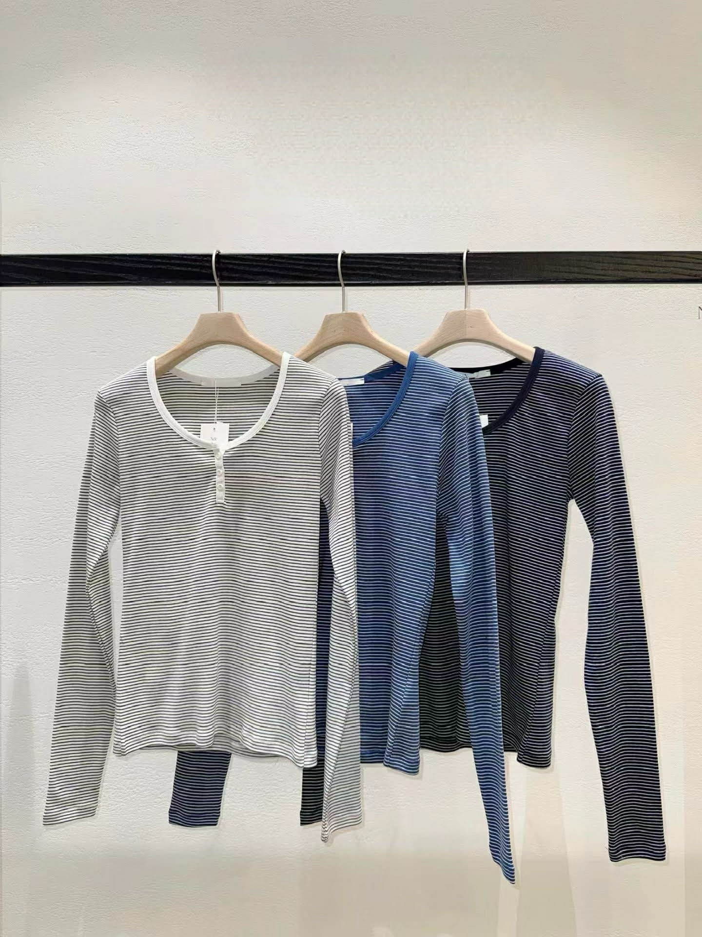 PA29 超顯瘦棉質細條紋排釦上衣