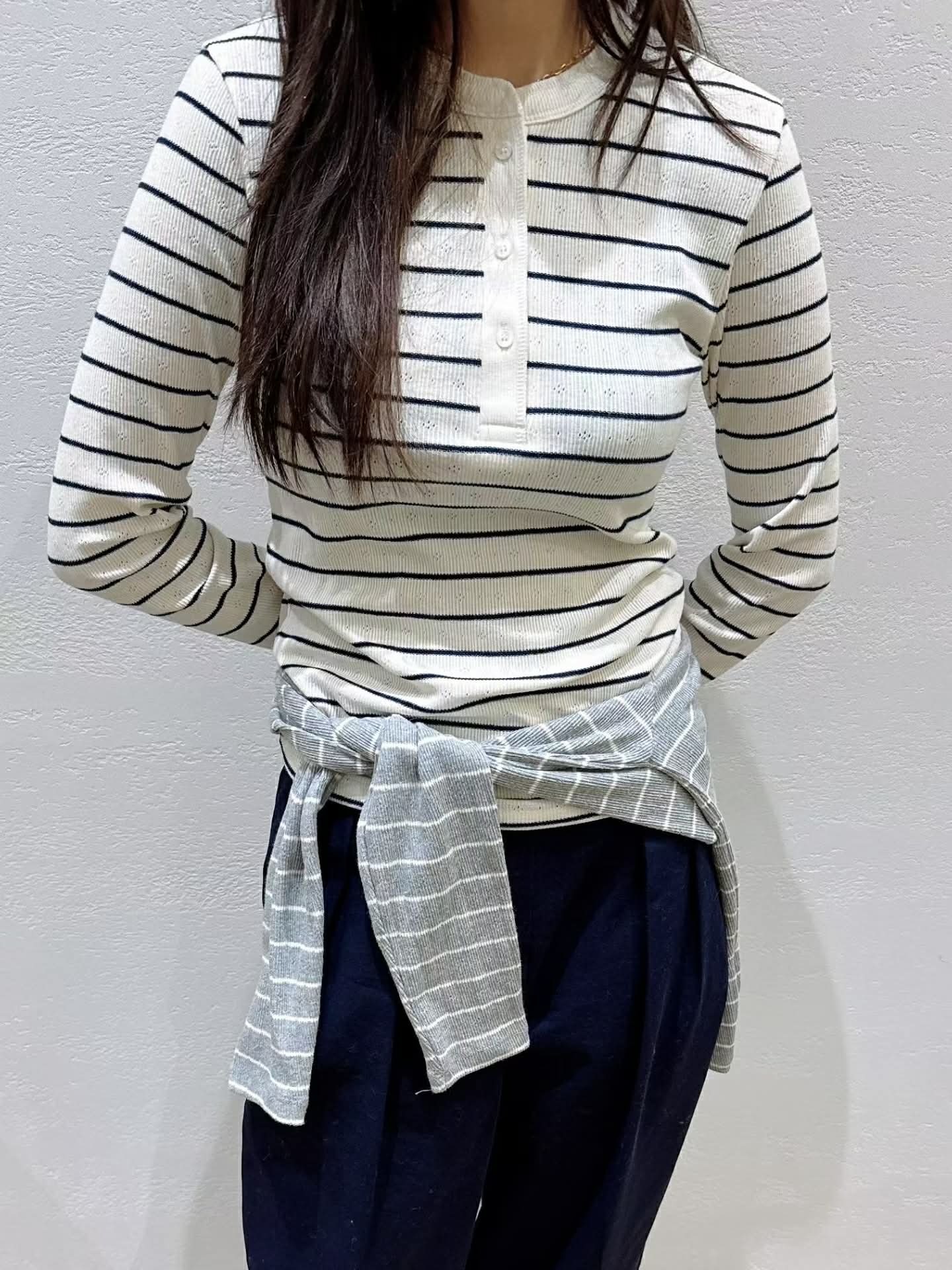 PA30 法式網眼棉亨利領上衣