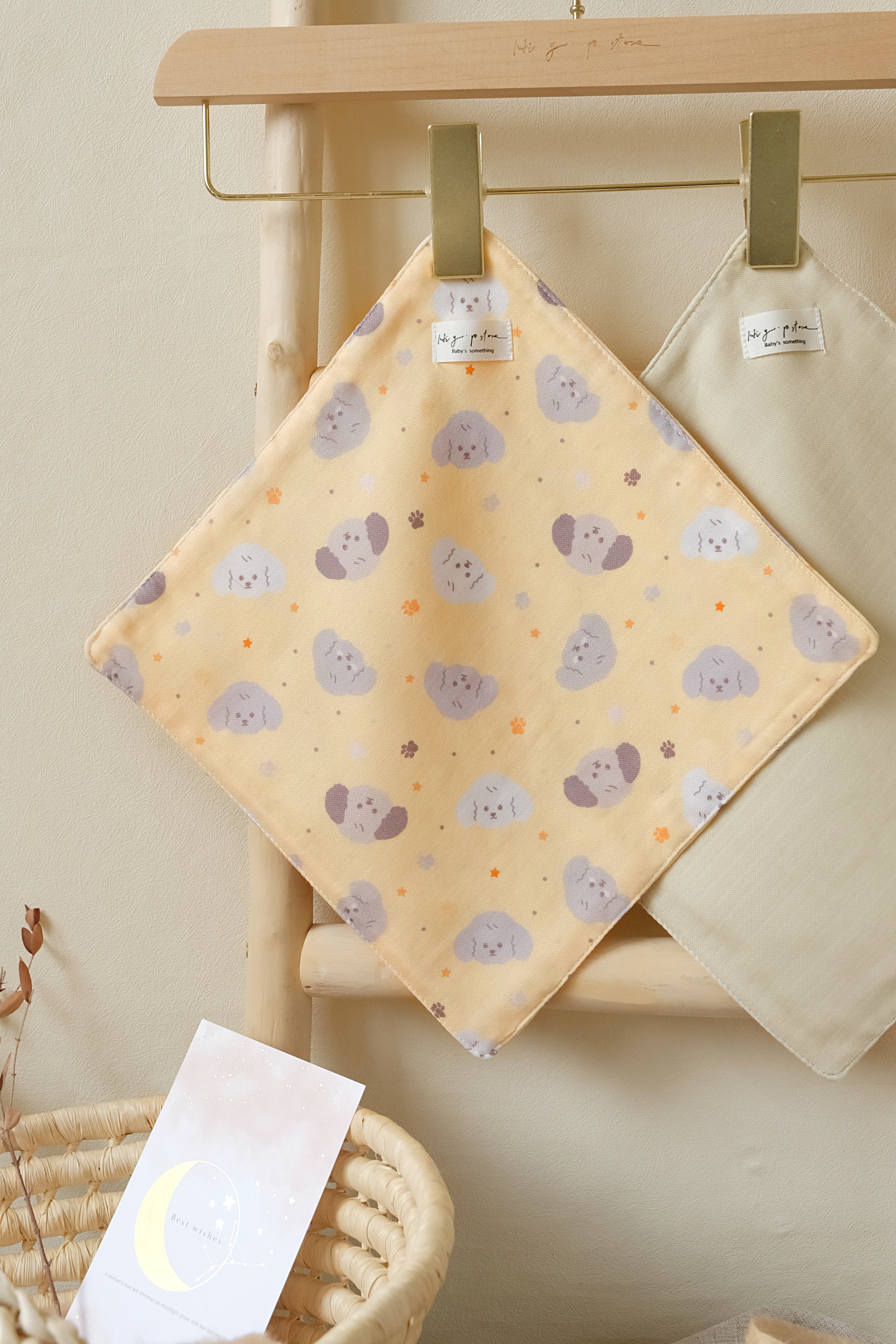 Hi Y.P store-手作六層紗紗布巾-獨家設計款-汪汪星語（2件組)