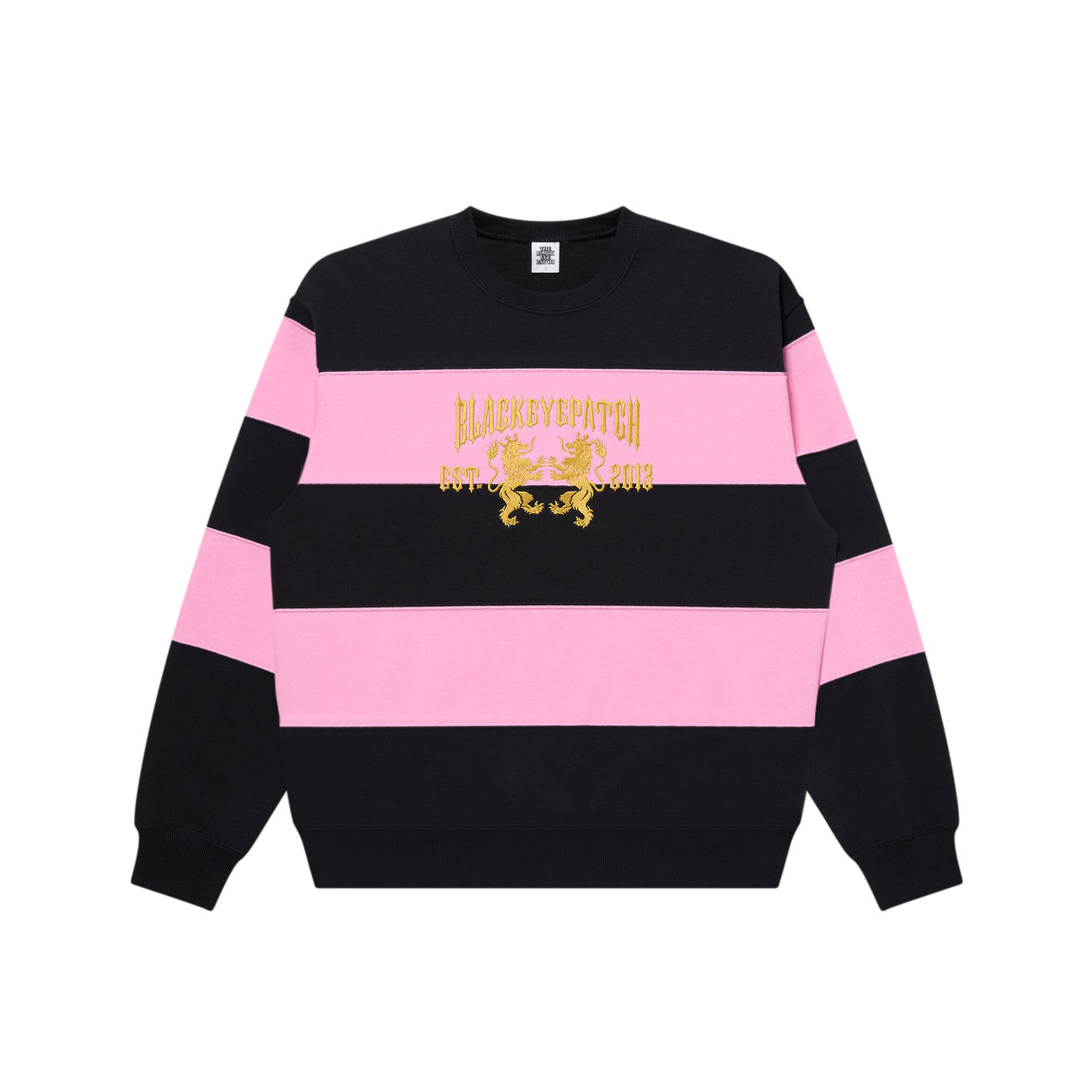 BLACK EYE PATCH HERALDIC COLLEGE STRIPED CREW SWEAT