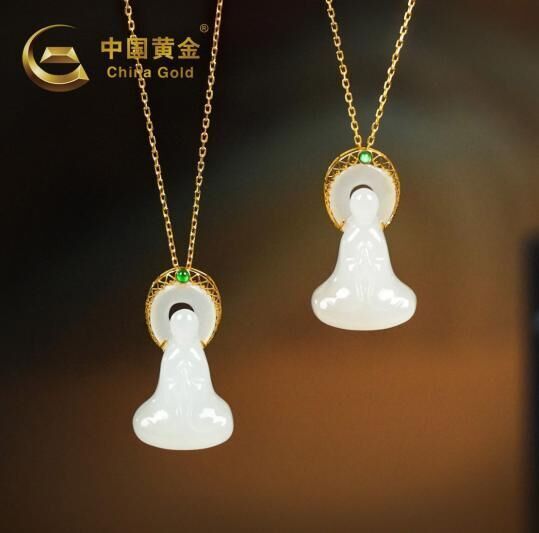 ZJSPHA250721-天然和田玉18K金白玉無相佛吊墜(R14)