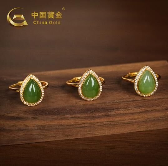 ZJSPHA250702-天然和田玉S925銀碧玉水滴戒指(R13)