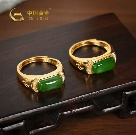 ZJSPHA250679-天然和田玉S925銀碧玉馬鞍戒指（男款）(R10)