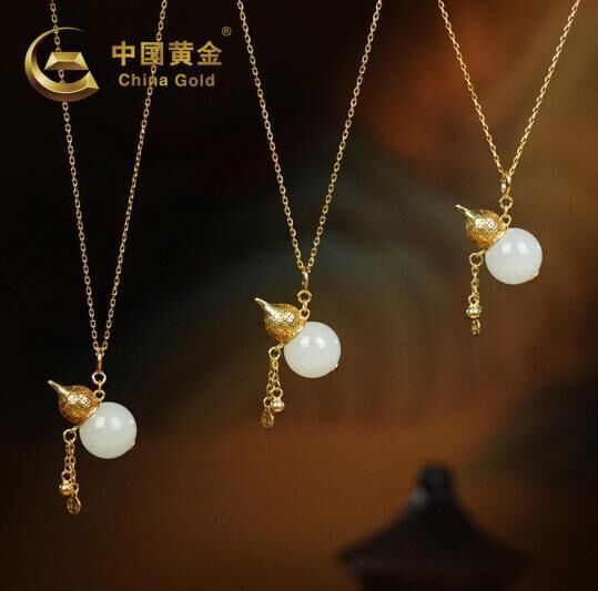 ZJSPHA251472-天然和田玉S925銀白玉圓珠葫蘆吊墜(R22)