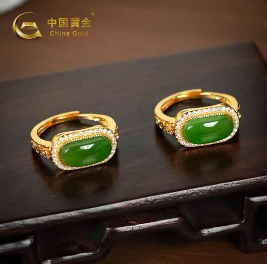 ZJSPHA250680-天然和田玉S925銀碧玉馬鞍戒指（女款）(R11)