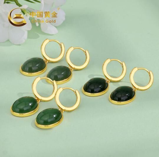 ZJSPHA250246-天然和田玉S925銀碧玉耳扣(R5)