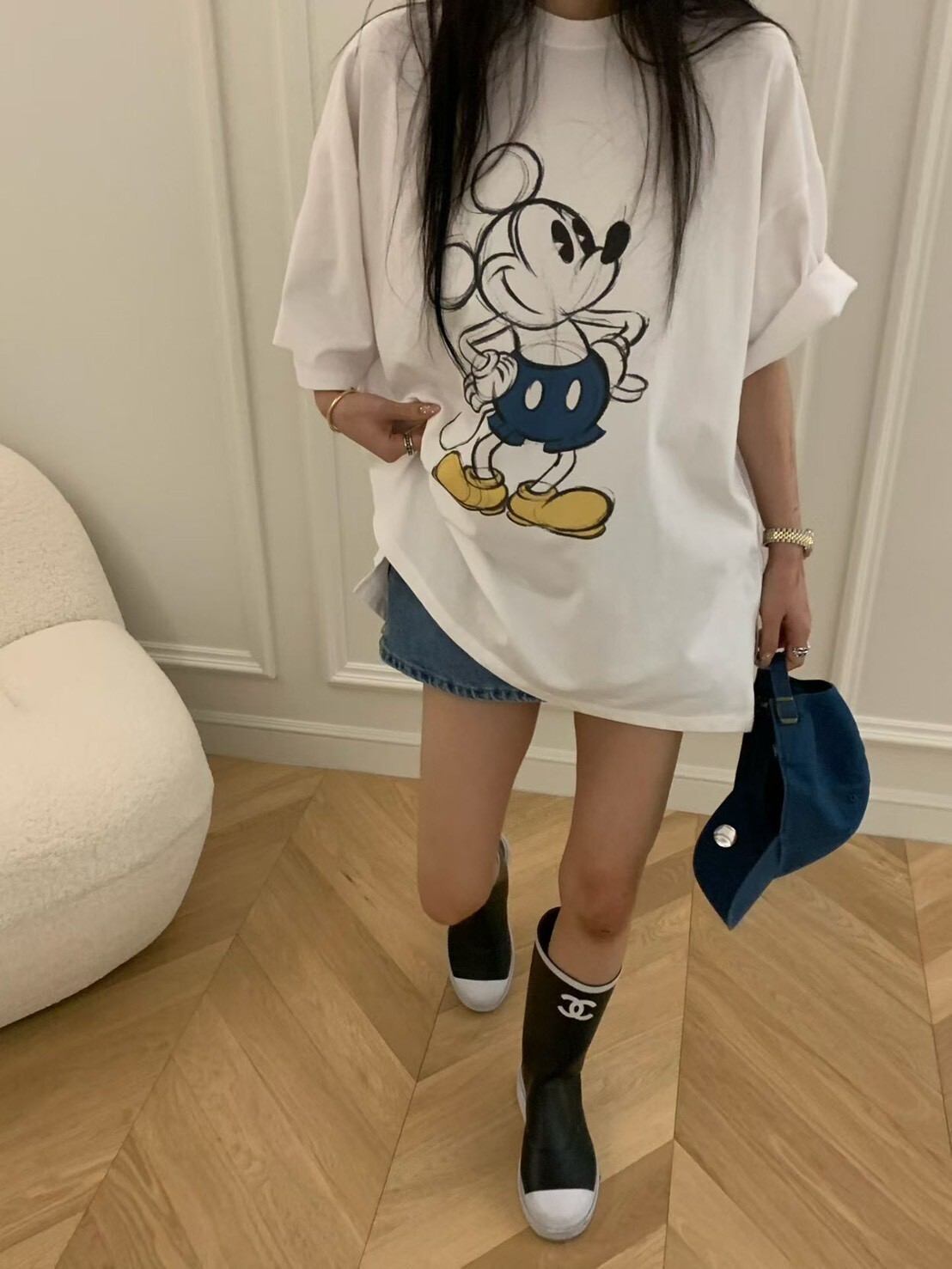 #AF109手繪米奇長版Ｔ