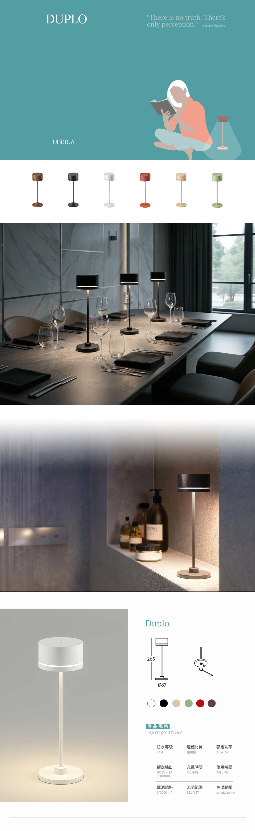 UBIQUA,精品燈飾,義大利品牌,燈飾,UBIQUA 充電式燈,UBIQUA 設計照明,UBIQUA 無線桌燈,無線充電燈,充電式桌燈,可攜式照明燈,USB 充電檯燈,行動式氛圍燈,露營燈推薦,Duplo,UBIQUA Duplo