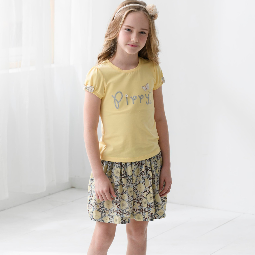 PIPPY 北歐花卉印花天絲棉褲裙 黃
