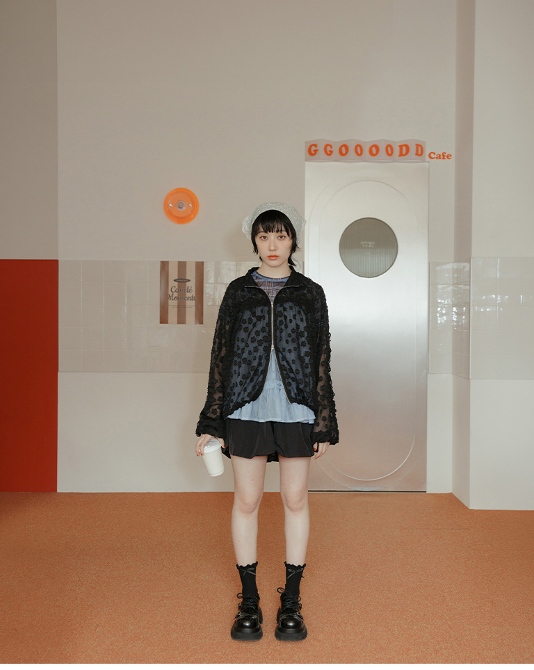 3D jacquard double-zipper sheer jacket, available in two colors.【02071700】in stock+pre-order