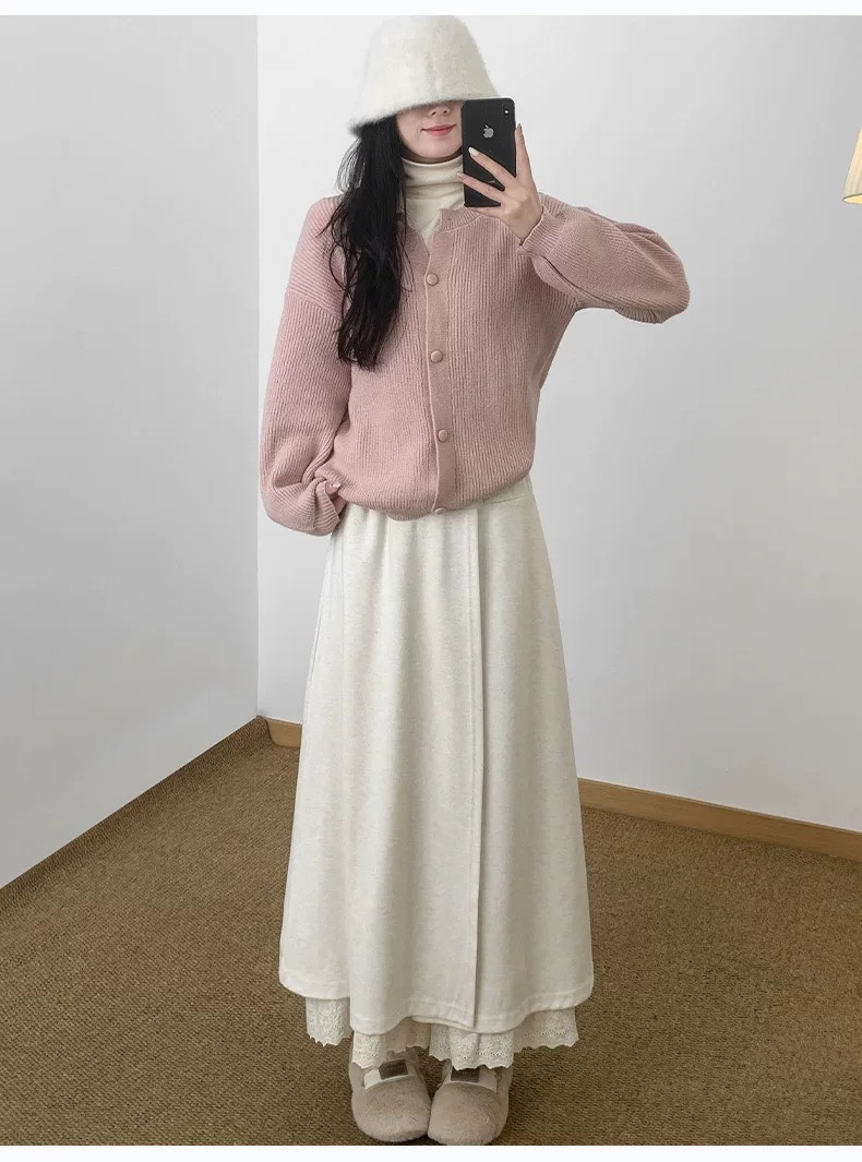 韓-2018蕾絲長褲裙