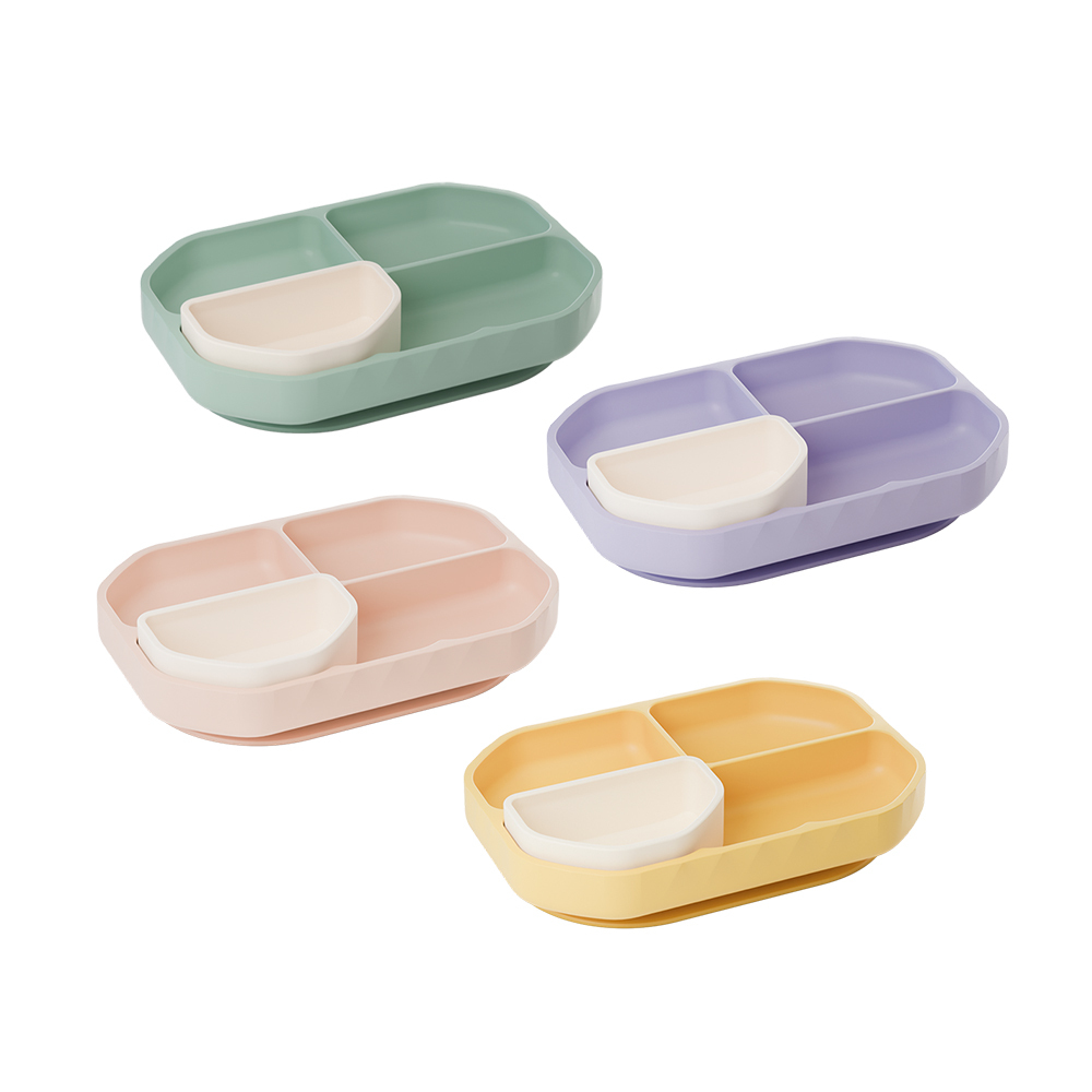 【2angels】矽膠加分鑽石吸盤餐盤 - 4色可選