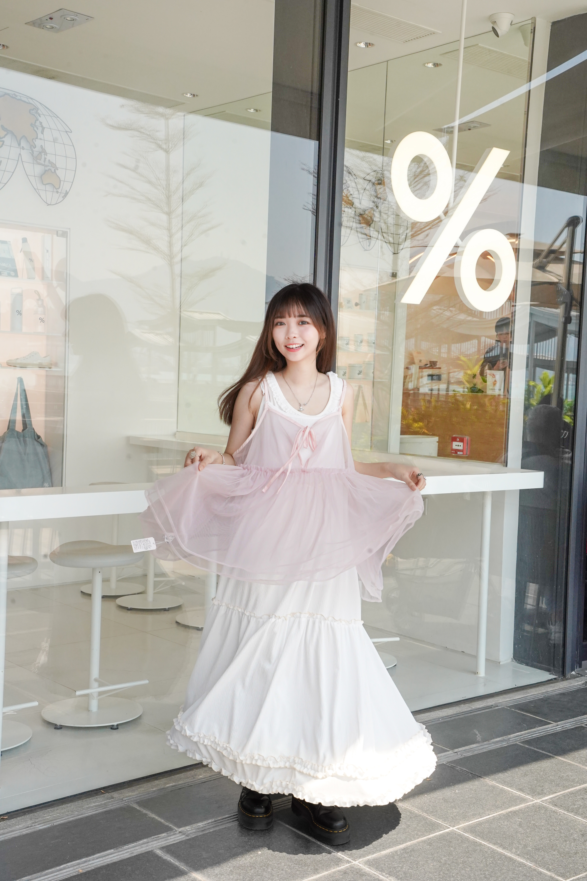 氣質UP～滑紗綁結吊帶 · 2色入