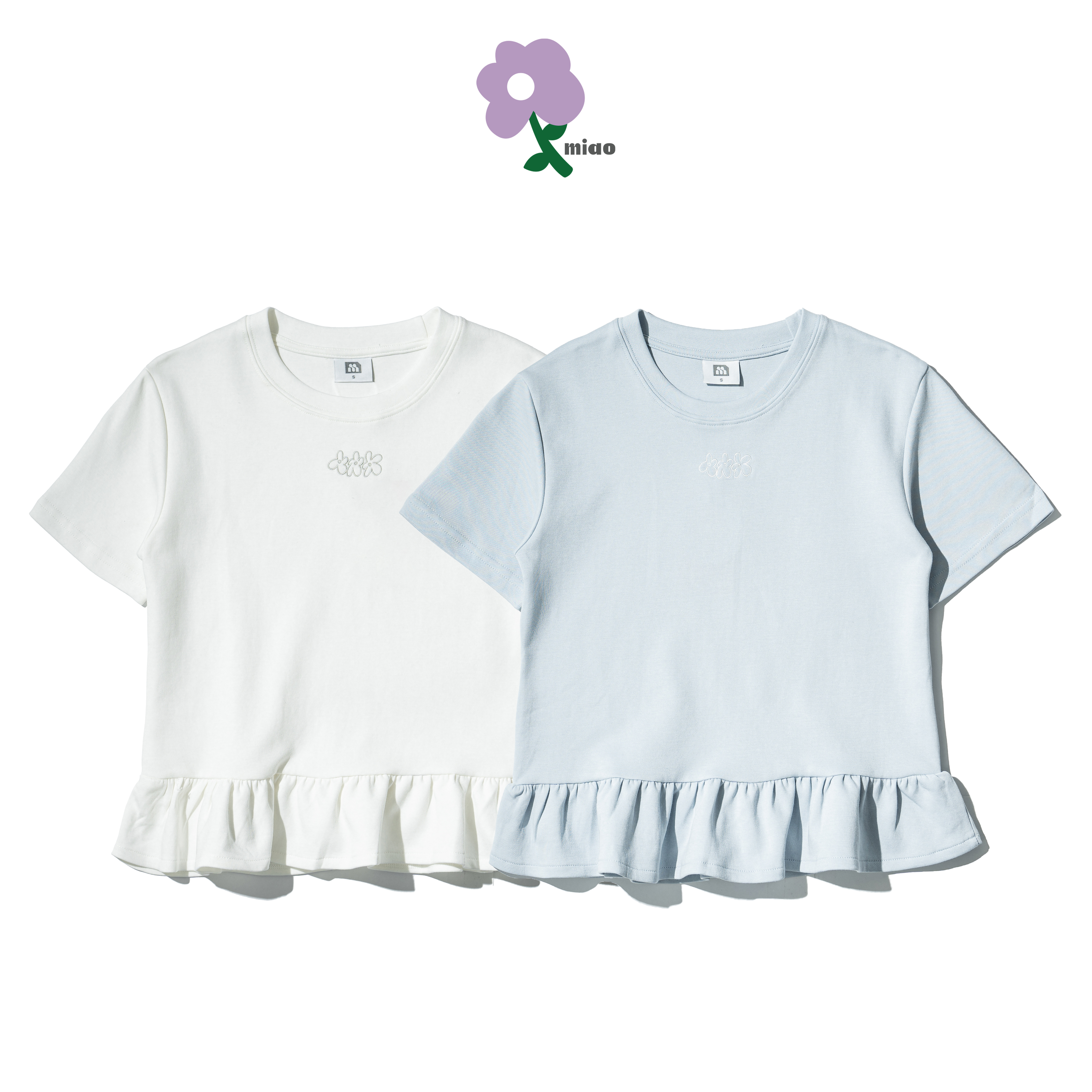 AGILITY MIAO Ruffle Slim Tee 荷葉邊 合身 刺繡短Tee [M-T7]