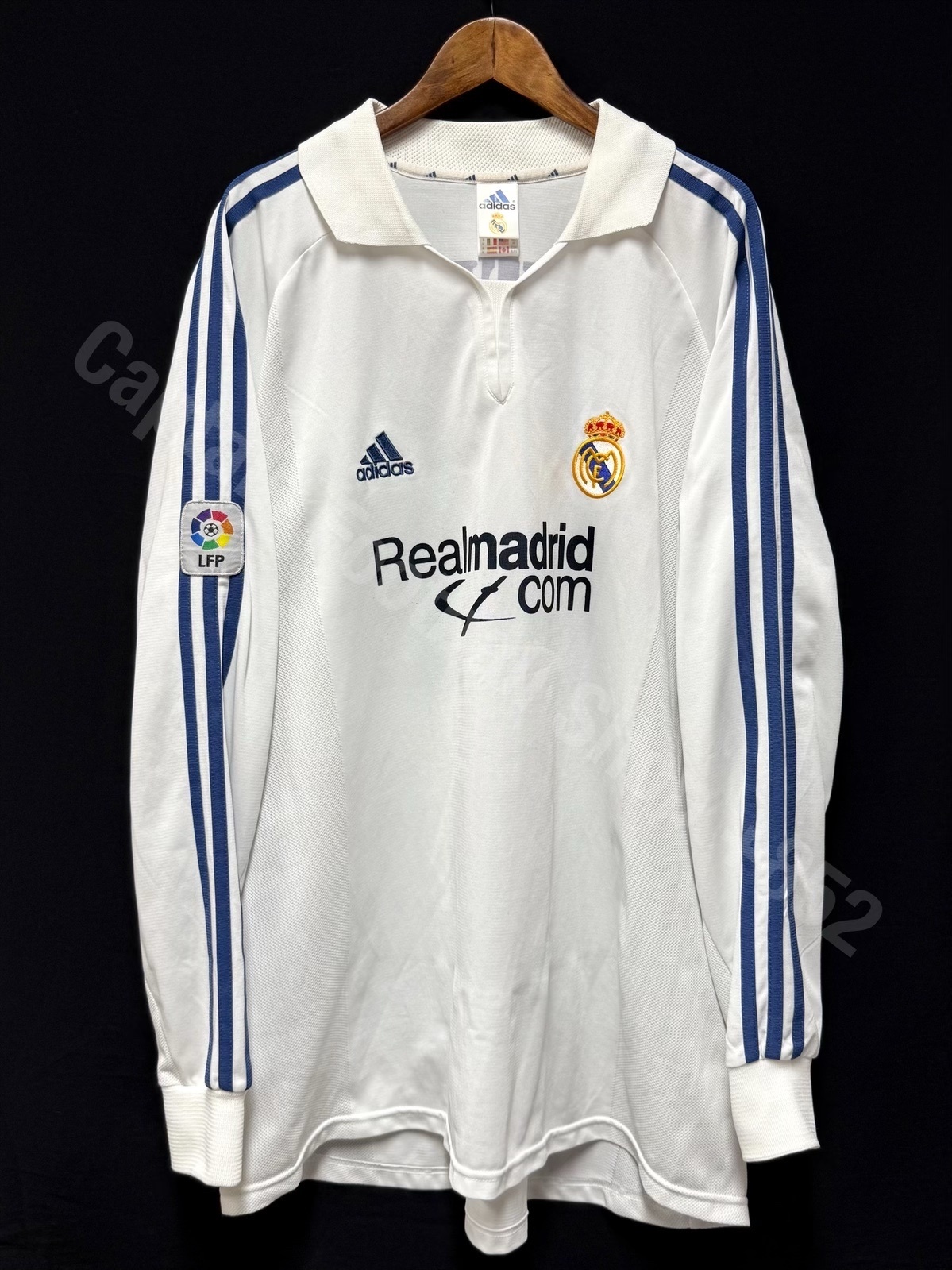 (Match Issue) Real Madrid 2001-2002 Adidas L/S Home Match Worn Issue Shirt #14 GUTI H
