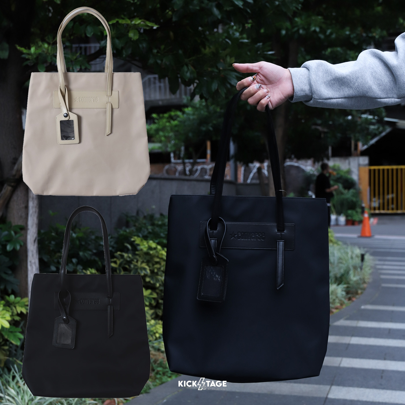 CONVERSE VERSATILE TOTE 黑 卡其 大容量 釦子 卡包 手提包 肩背包 側背包【UA5861】