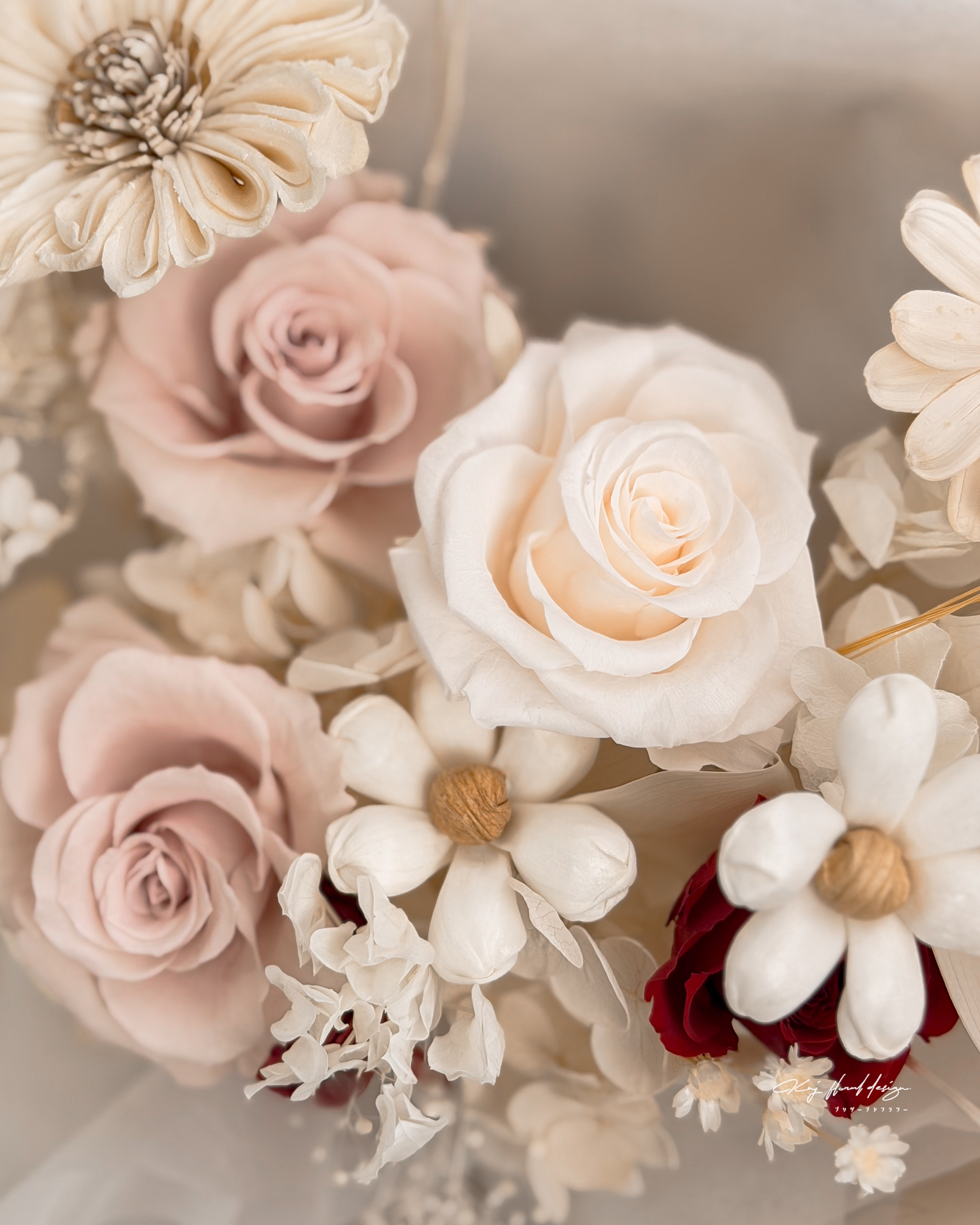 白絨玫瑰・三朵永生花束