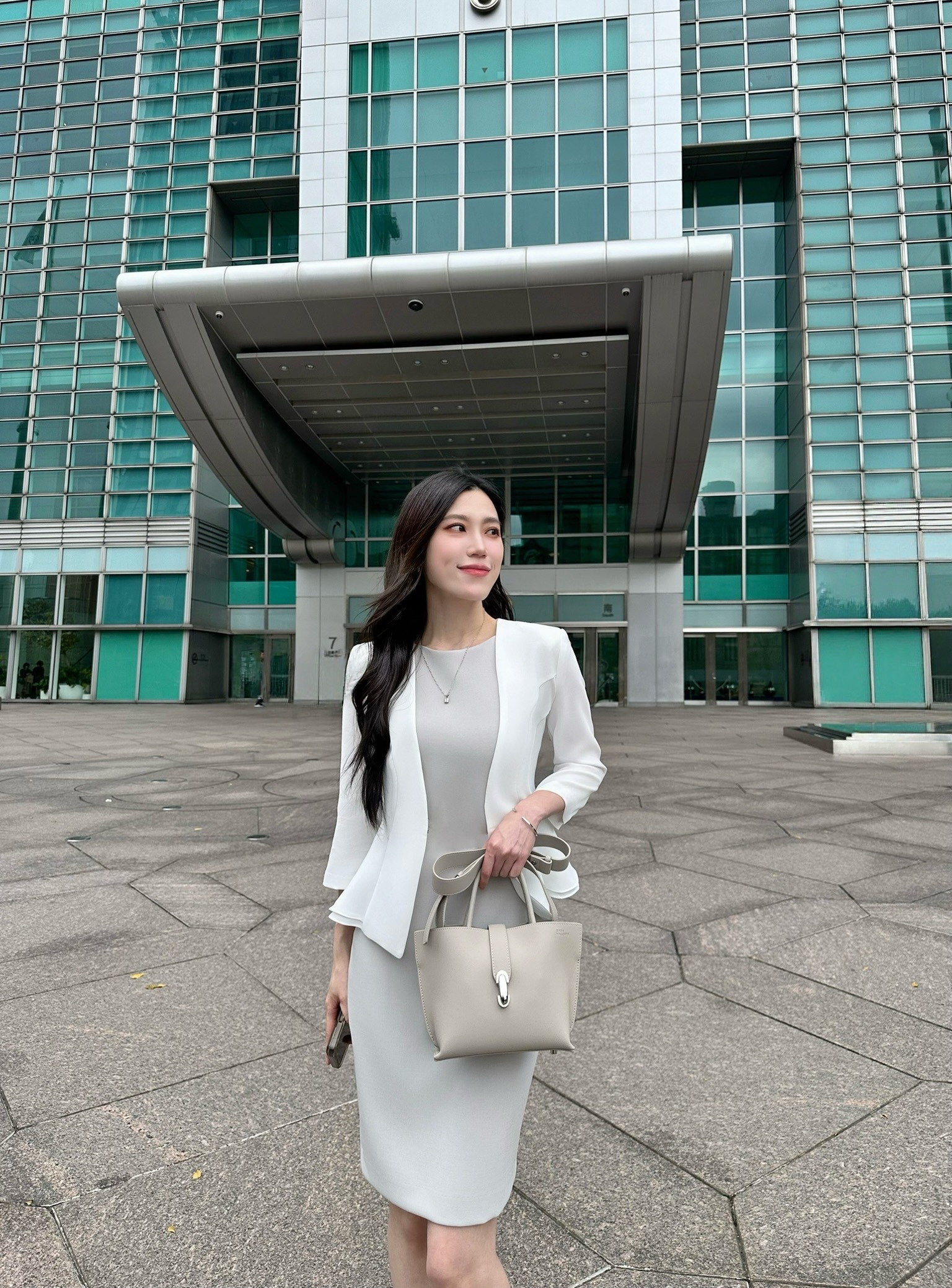 (JS自訂)雙層收腰顯瘦西外(白)