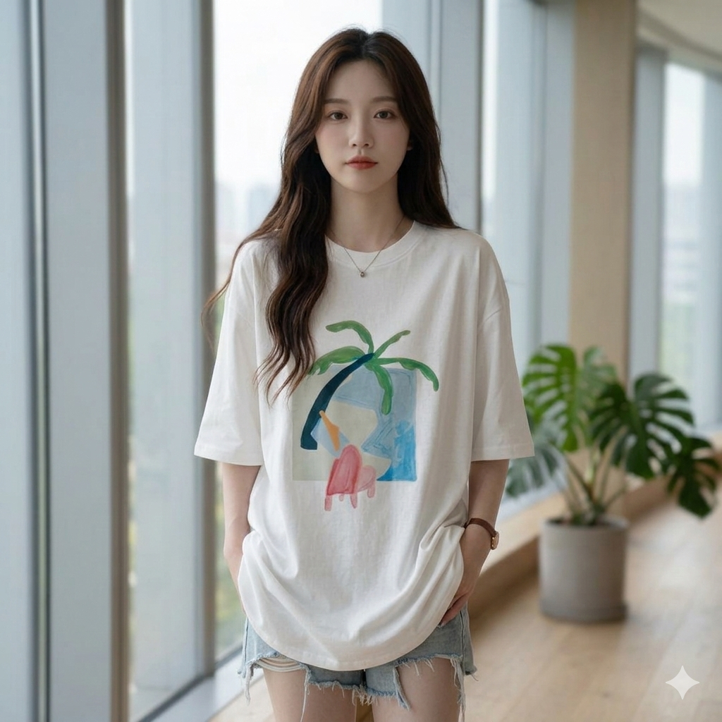 【ASister 小姊姊】AS0002#純棉上衣☆*度假海灘*中長版短袖T恤(S-3XL)