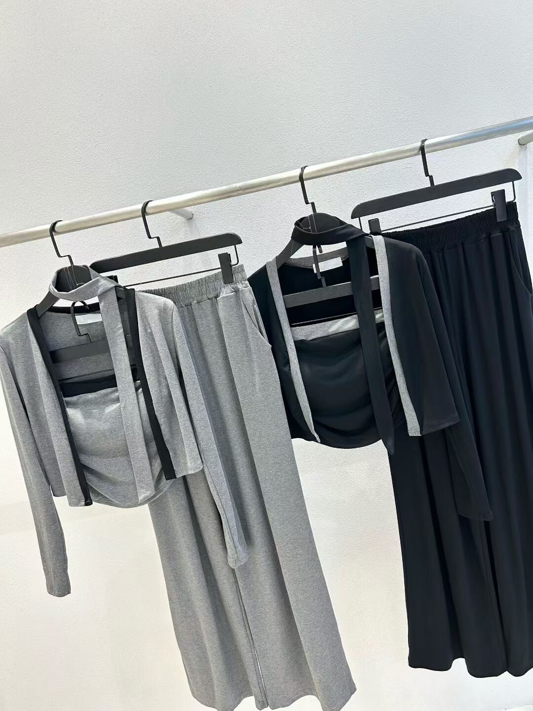 配色滾邊開襟罩衫+平口BraTop+長褲SET / 2色