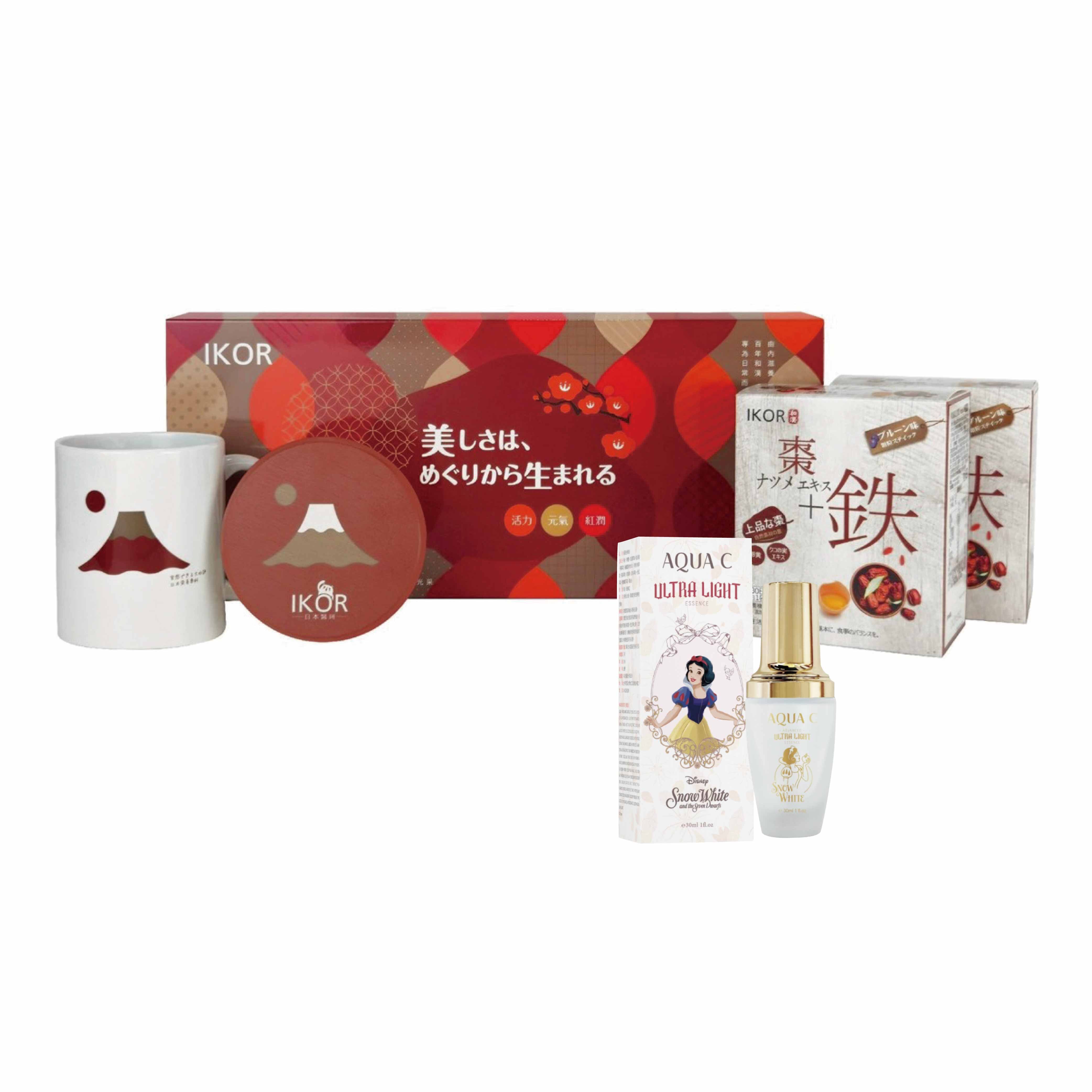 IKOR 和漢氣巡棗鐵顆粒30包x2+棗到紅運杯套組x1+花漾皙白雪公主極淨激光亮白精華EX(30ml)