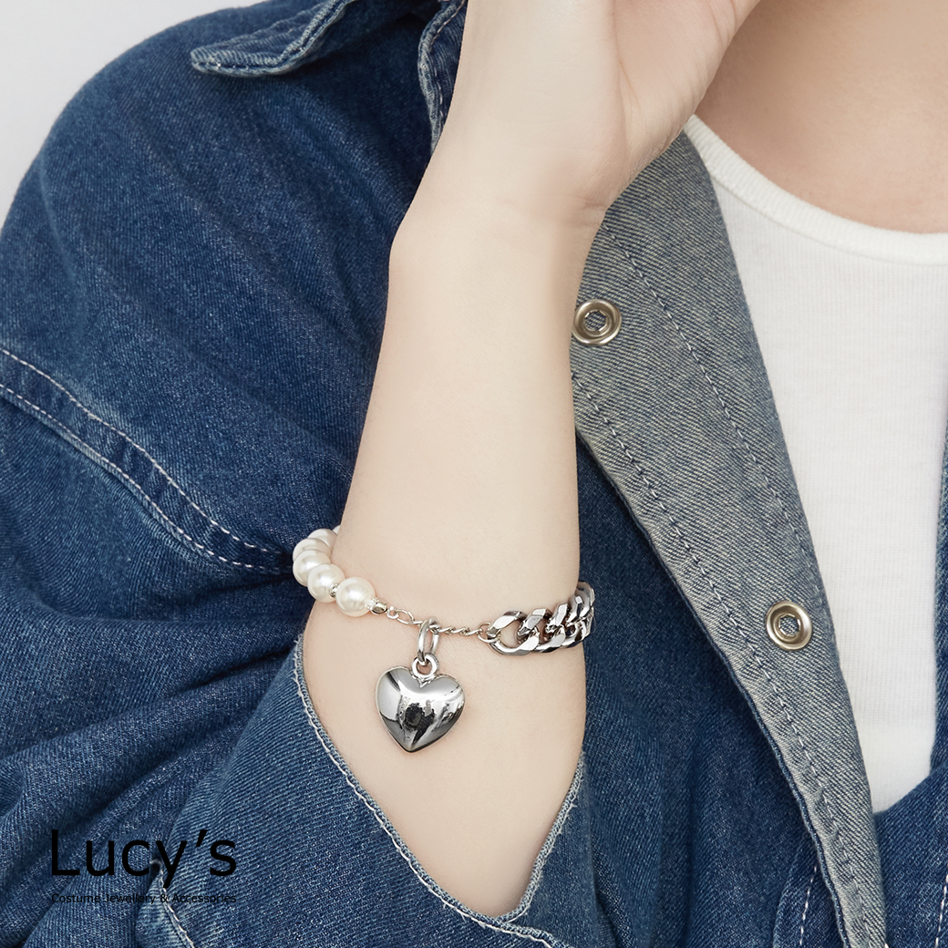 珠光心鏈 T扣手鍊 (二色) (125389/125390)