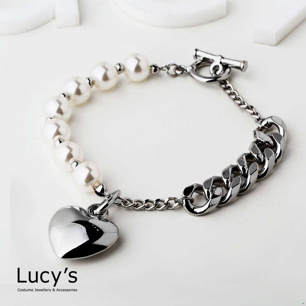 珠光心鏈 T扣手鍊 (二色) (125389/125390)