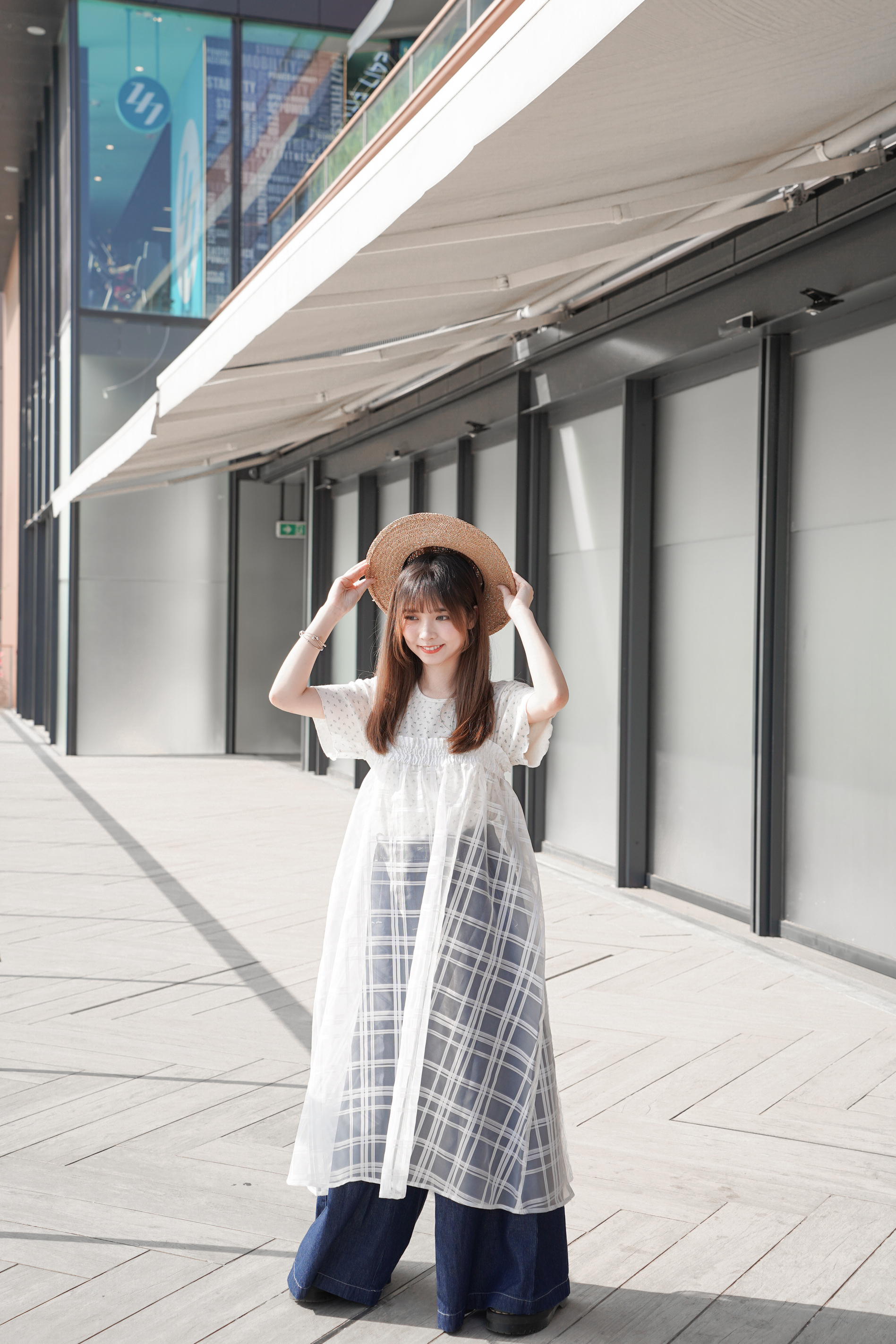 透明感暗格紋平口Layer · 2色入