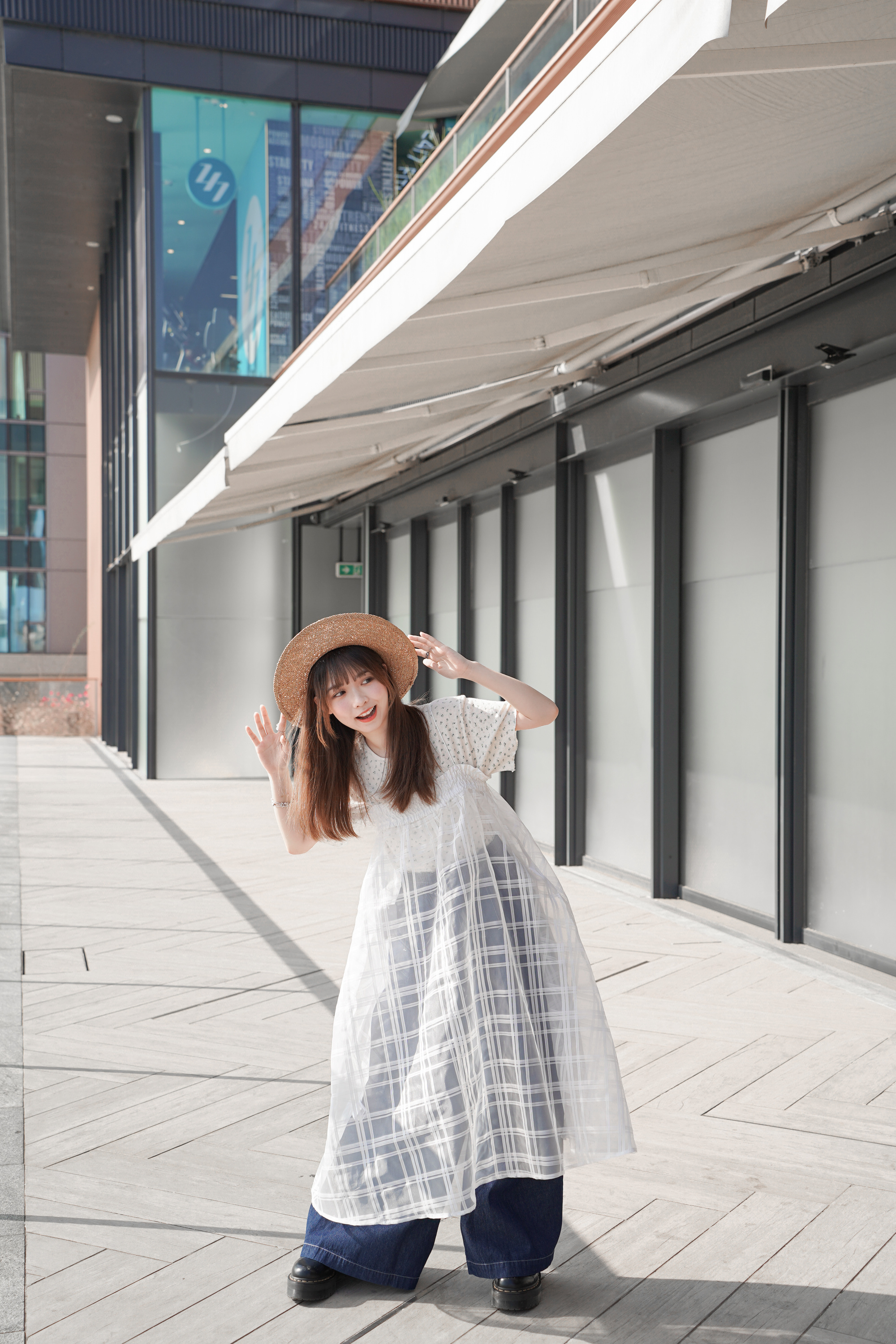 透明感暗格紋平口Layer · 2色入