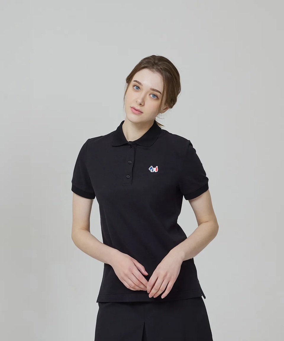 [K] AGATHA BLACK WOMEN'S SIGNATURE SCOTTY PIQUE SHIRT, AGT145-103-BLACK (KAG91)