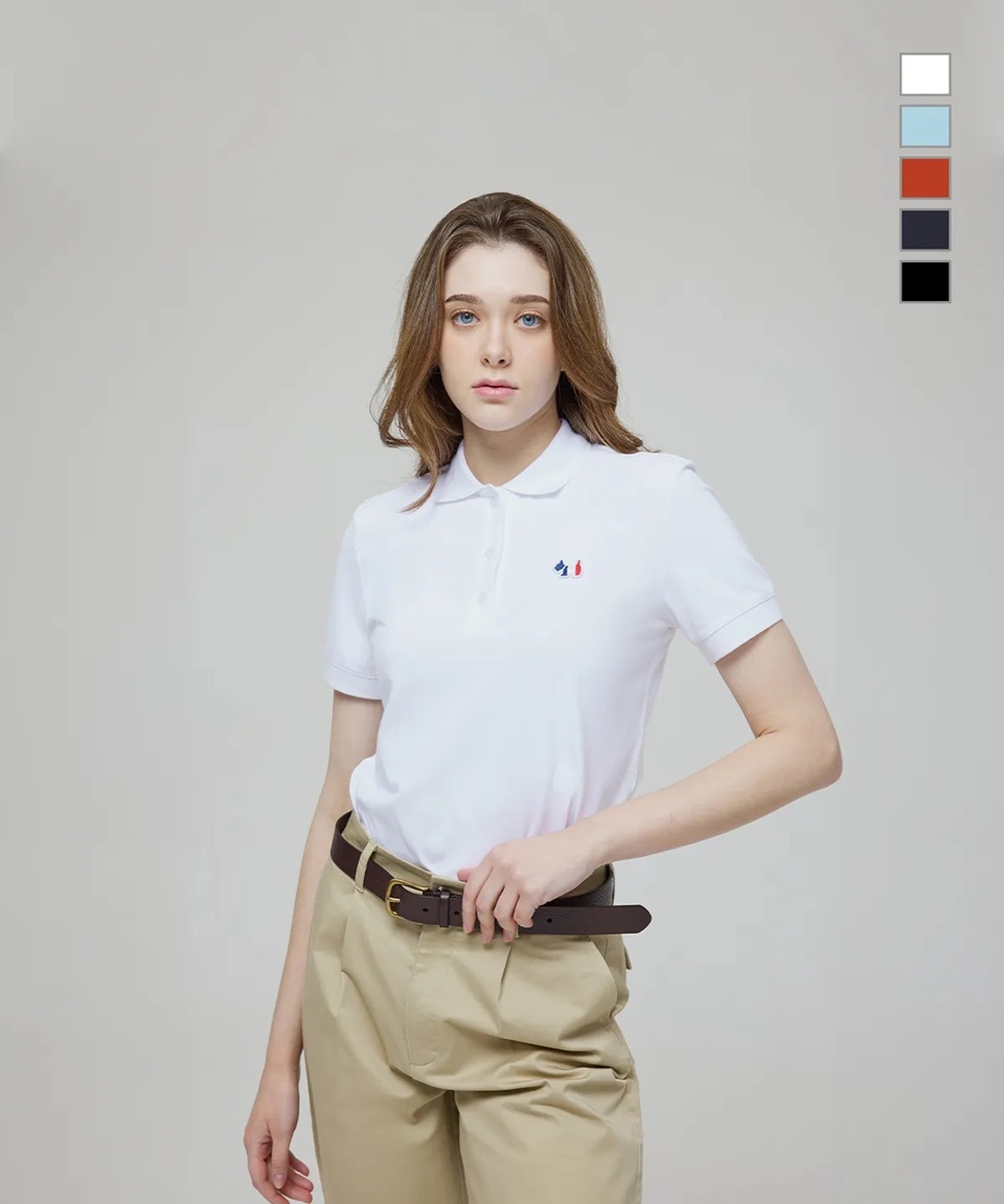 [K] AGATHA WHITE WOMEN'S SIGNATURE SCOTTY PIQUE SHIRT, AGT145-103-WHITE (KAG92)