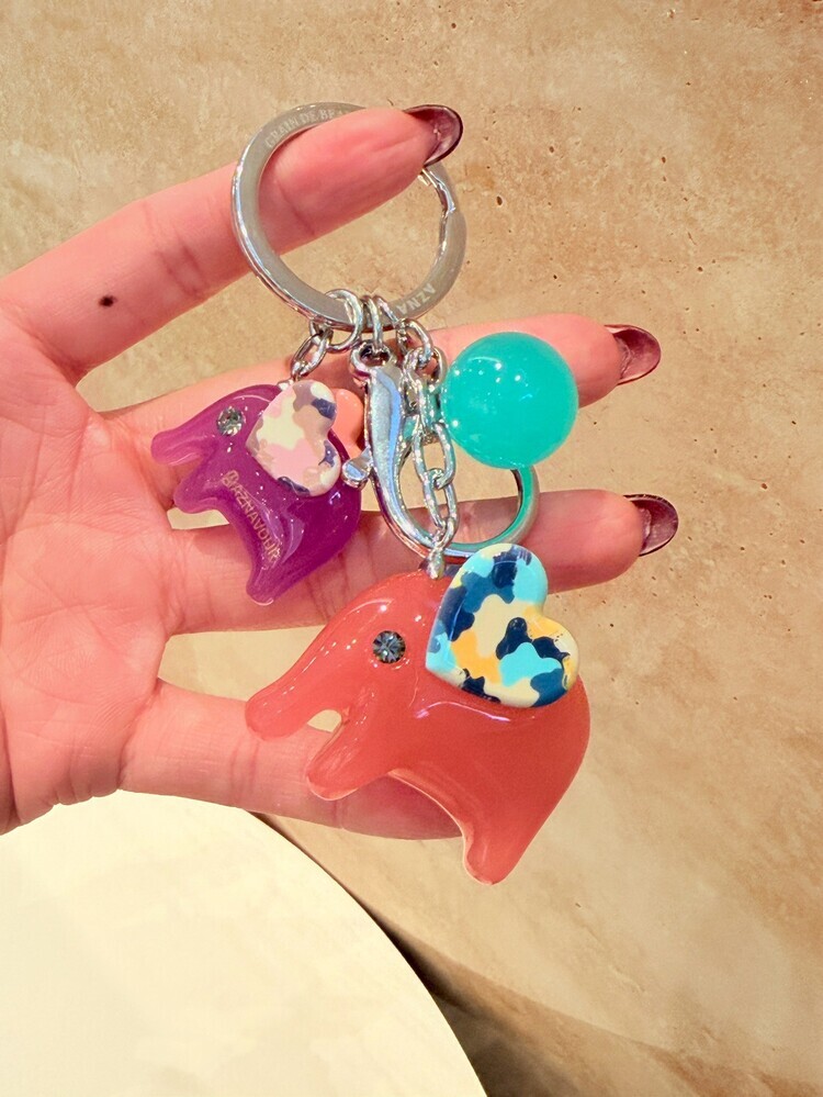 『GD』彩色耳朵果凍大象帶小象吊飾