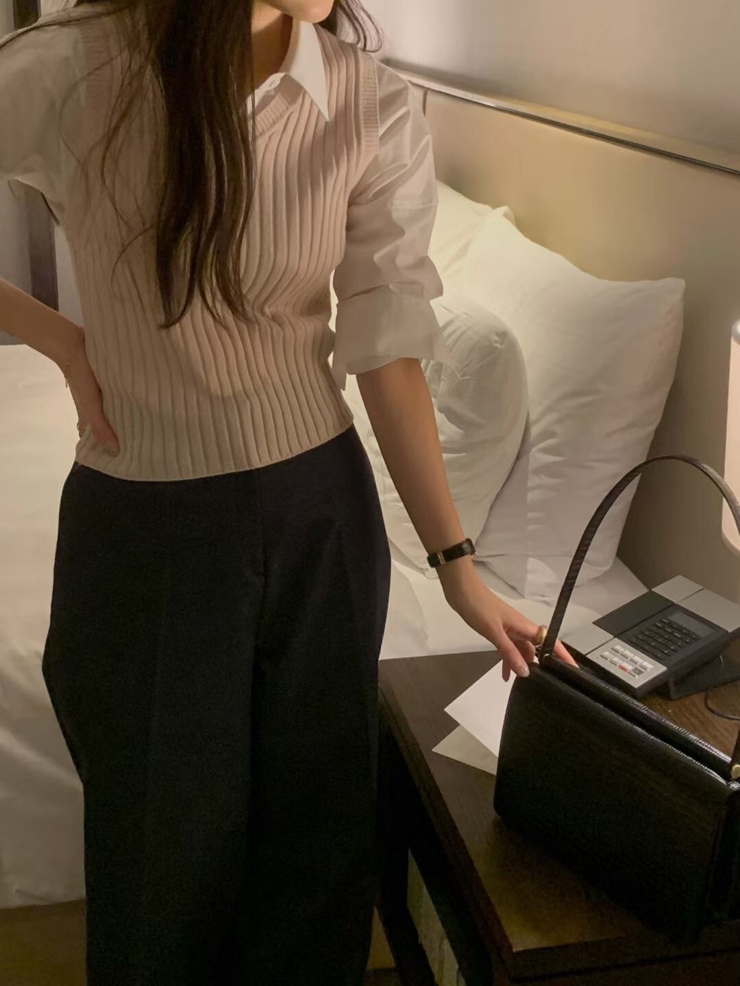 多搭法V領螺紋無袖背心上衣 / 4色