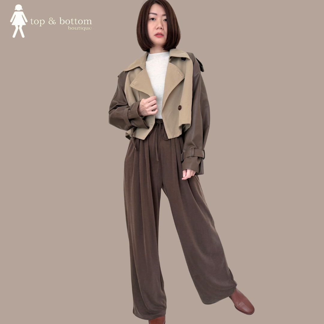 LONG SLEEVE LEATHER COLLARED JACKET