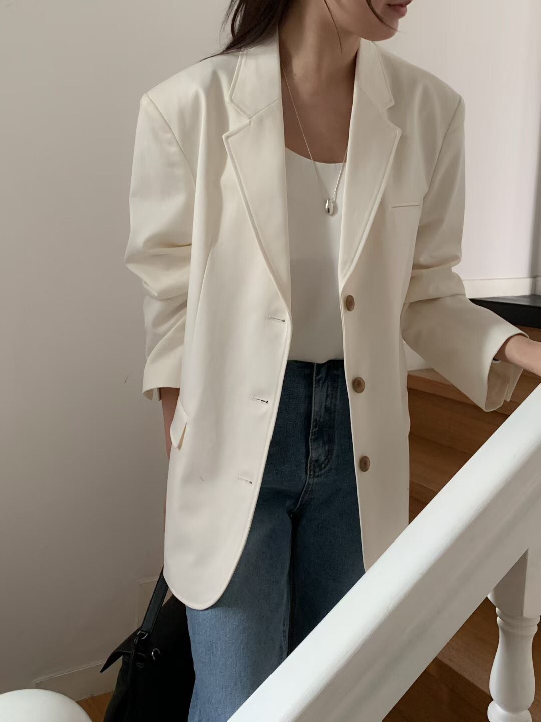 清爽色系V領三排釦西裝外套 / 2色