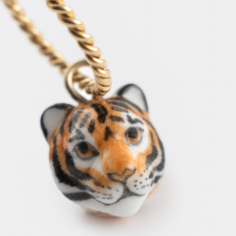 老虎迷你圈型耳環-單只