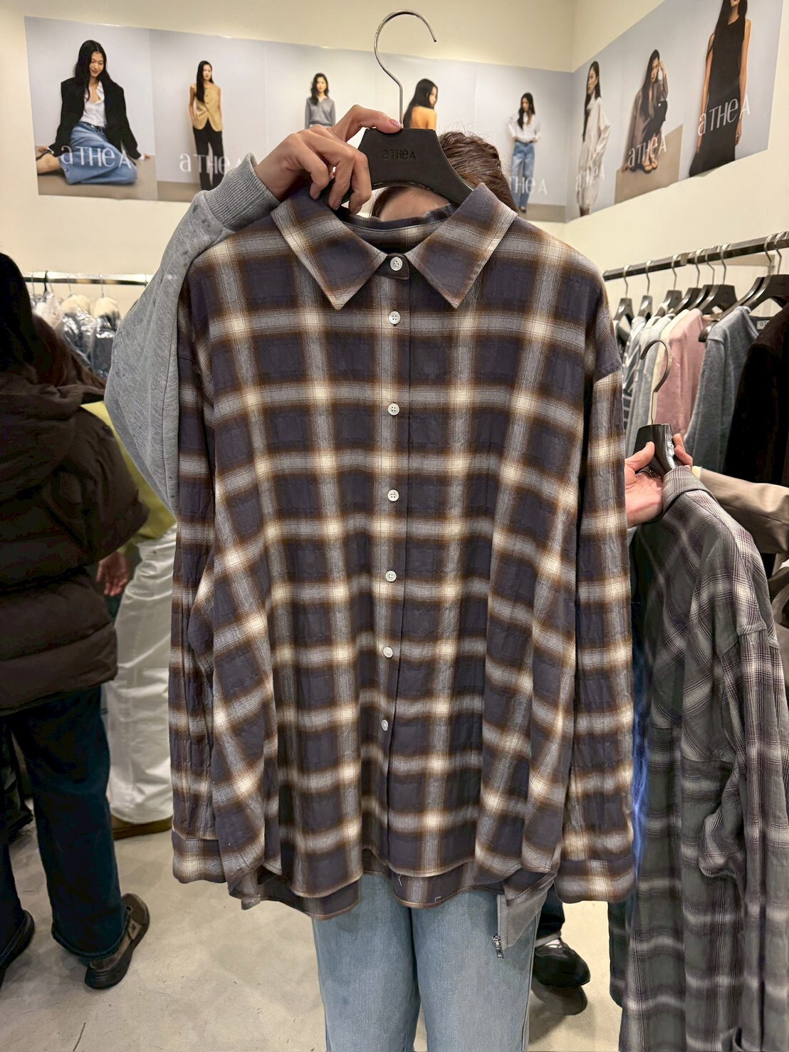 #AF123大格紋隨興襯衫(咖/卡其)