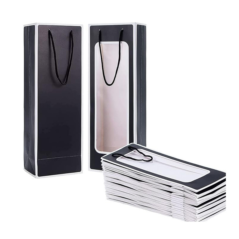 【台灣現貨速發】單支紅酒袋 視窗提袋 花束提袋｜36*8.5*13cm 瘦長｜開窗提袋 韓風乾花透明視窗 提袋